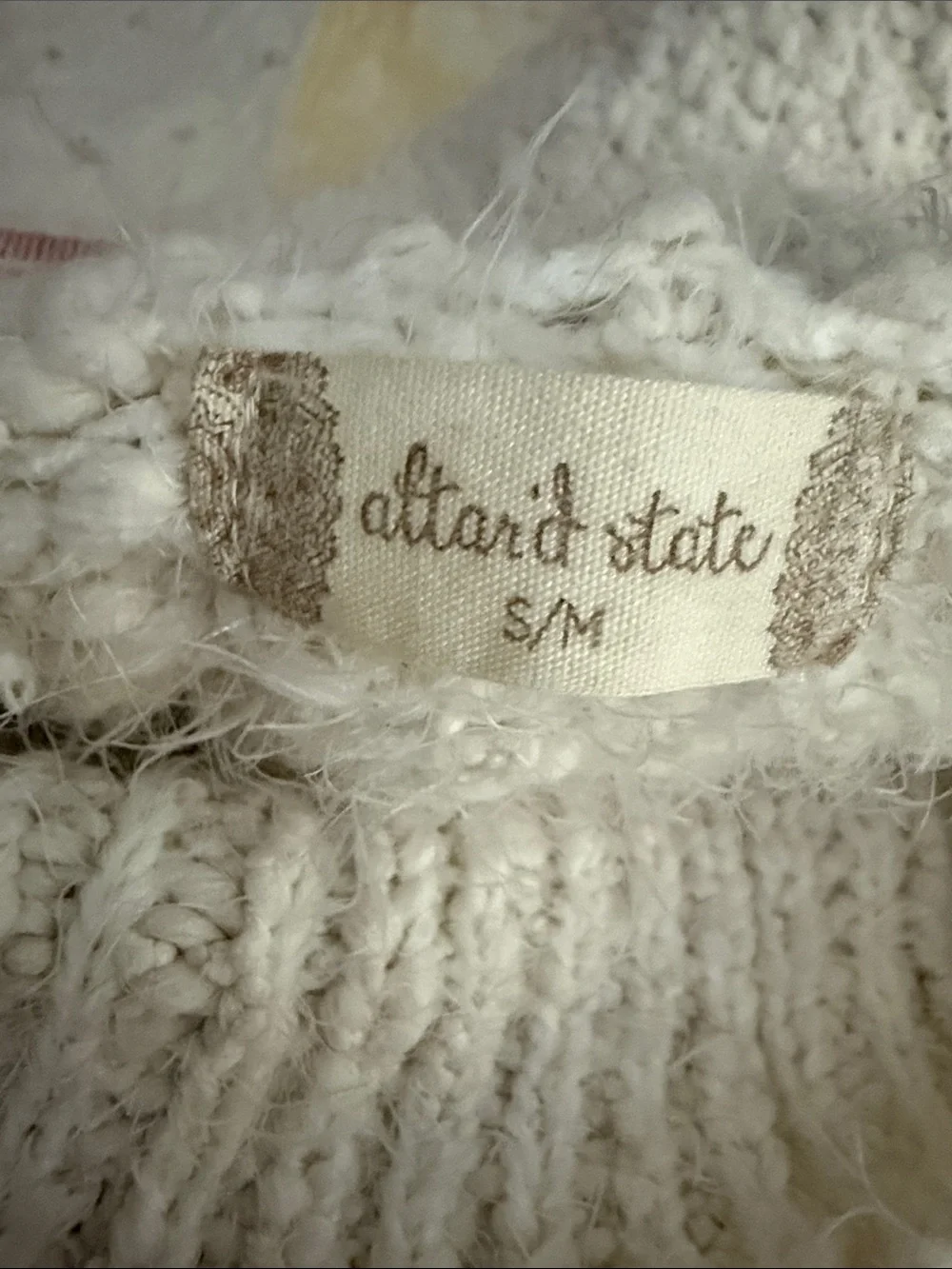 Title: Altar'd State Cream Fuzzy Mock Neck Sweater S/M